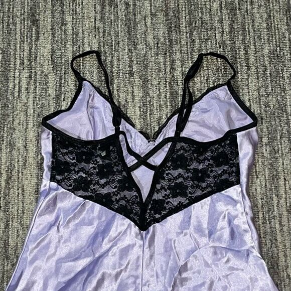 Apt 9 Intimates Womens Small Mini Slip Dress Purple Black Lace Chemise Lingerie - Picture 6 of 8